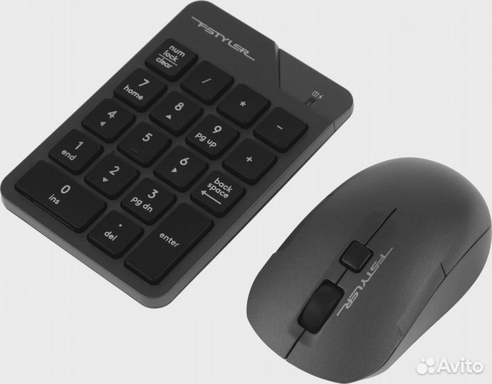Числовой блок + мышь A4Tech Fstyler FG1600C Air клав:серый мышь:серый/черный USB беспроводная slim