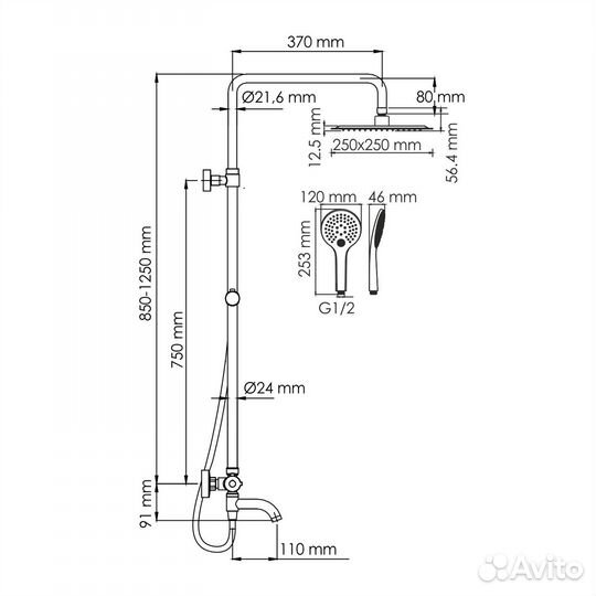 Душевая система Wasserkraft A188.254.155.WM Therm