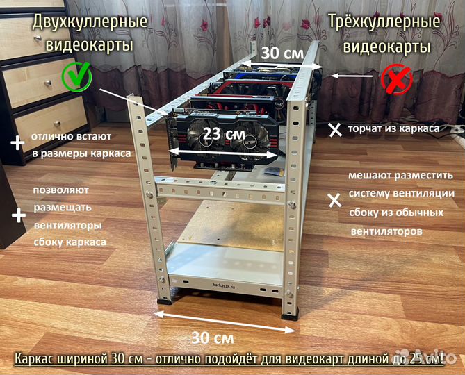 Каркас для майнинг фермы №7: Д120-Ш30-В45 см