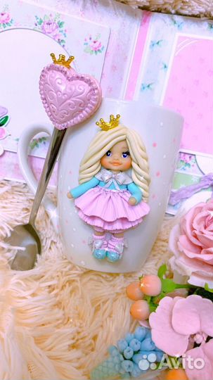 Кружка, подарок, кукла, полимерная глина