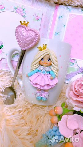 Кружка, подарок, кукла, полимерная глина