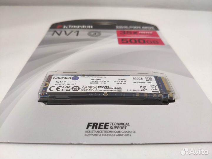 Новый SSD накопитель Kingston NV1 snvs/500G 500гб
