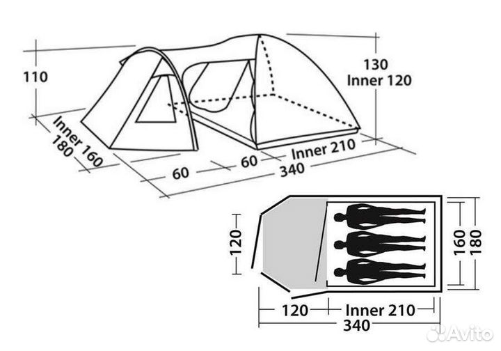 Палатка 3 местная с тамбуром Easy camp corona 300
