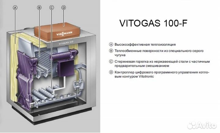 Котел газовый Viessmann vitogas 100f, 42квт