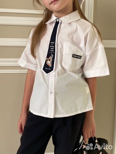 Блузка рубашка для девочки 122 128 140