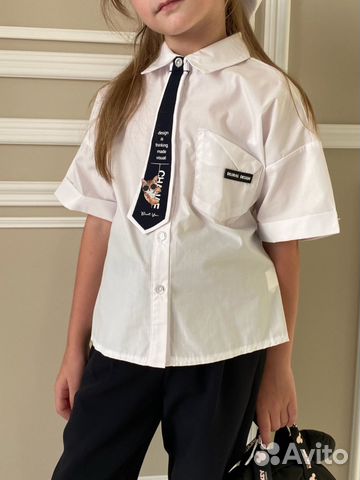 Блузка рубашка для девочки 122 128 140