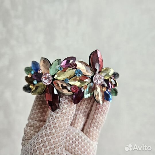 Заколка-автомат кристаллы сверкающая стразы