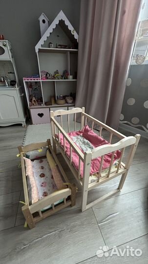 Кровать деревянная кукольная двухъярусная