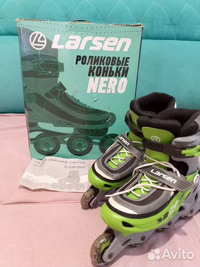 Роликовые коньки Larsen Nero Green раздвижные