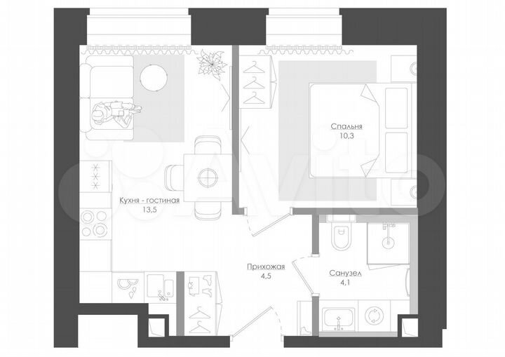 1-к. квартира, 34,8 м², 9/39 эт.