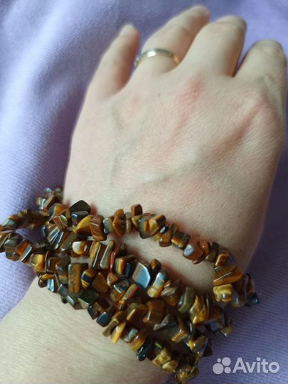 Бусы тигровый глаз крошка 90