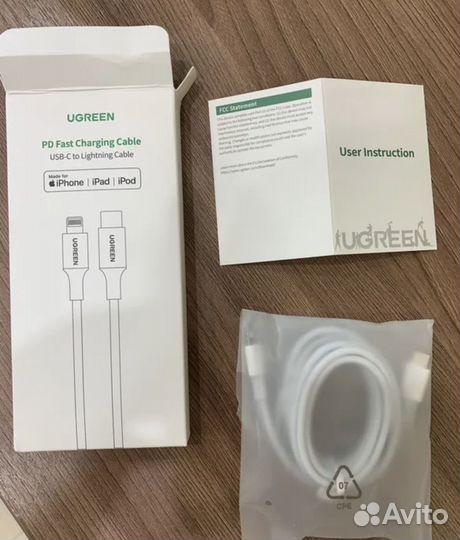 Кабель lightning USB-C iPhone ugreen