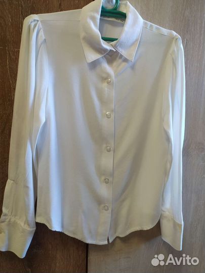 Блузка для девочки, белая, 128, длинный рукав