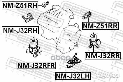 Подушка двигателя задняя (гидравлическая) NMJ32