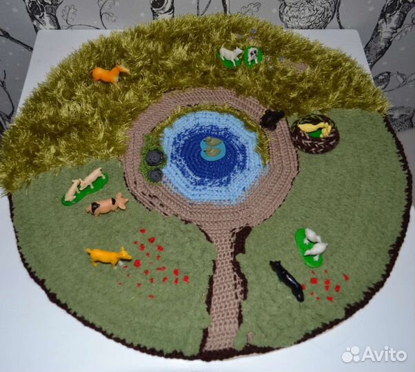 Вязаная ферма, плюшевый биом,развивающий коврик