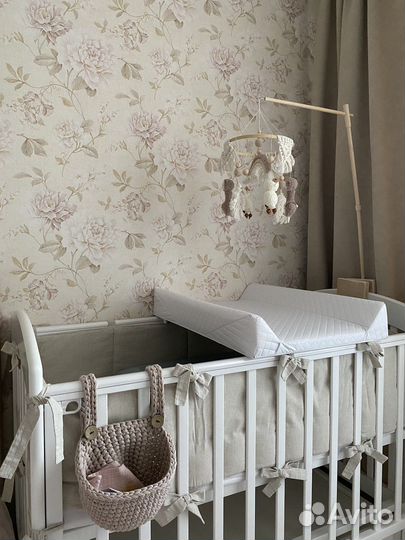 Бортики в детскую кроватку эко хлопок лен