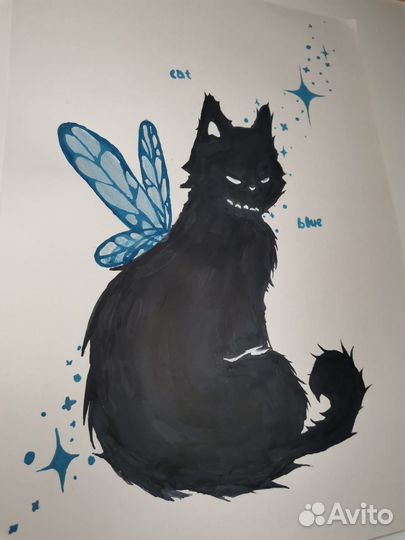 Картина кошка-бабочка