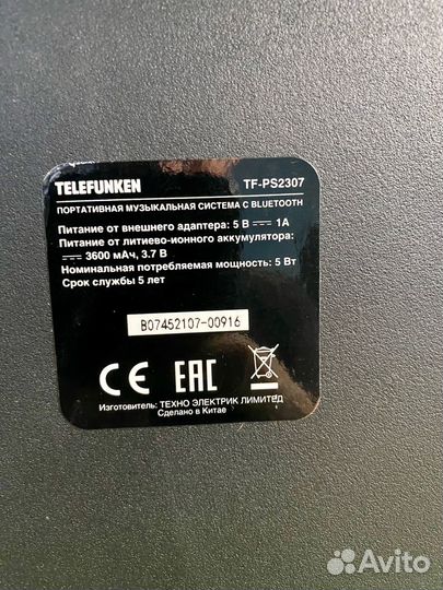 Портативная колонка Telefunken TF-PS2307