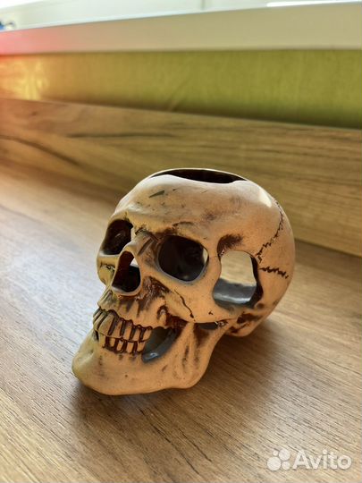 Грот для аквариума череп новый