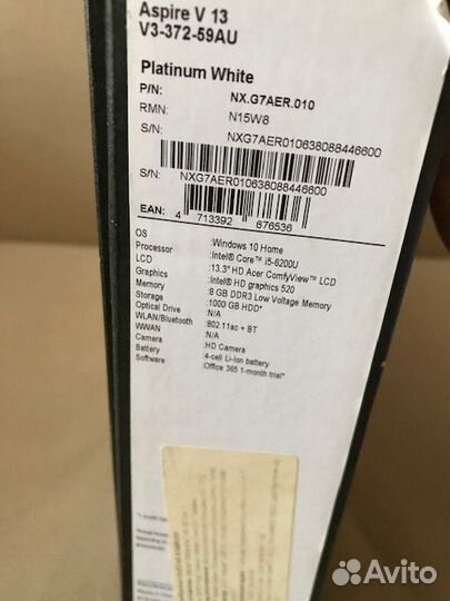 Ноутбук acer aspire v13 v3-372-59au