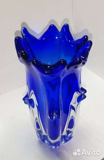 Винтажная маленькая ваза Богемия кобальт Чехия
