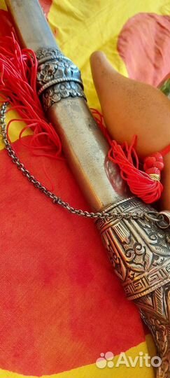 Ламаистский кунлинг духовая труба серебро Непал