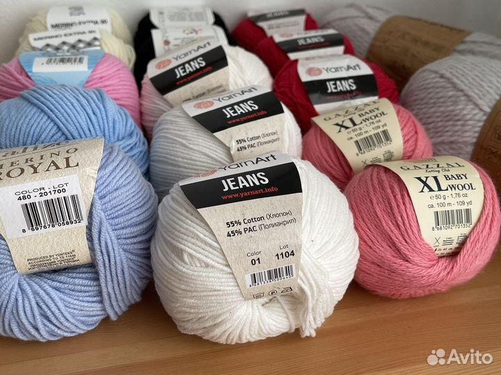 Пряжа хлопок шерсть мерино разная
