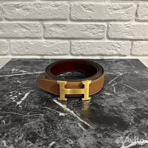 Кожаный двухсторонний ремень Hermes 115 оригинал