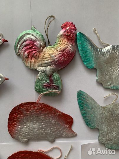 Картонаж елочные игрушки СССР заяц медведь еж рыбк