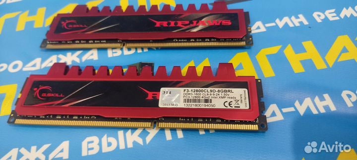 Озу DDR3 Gskill ripjaws 8GB 2x4GB 1600