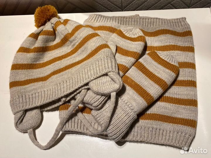 Комплект шапка, шарф, варежки H&M 98/104