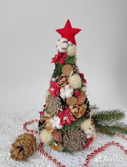 Подсвечник и елочка из природных материалов