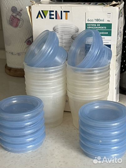 Контейнеры Avent для хранения молока и питания