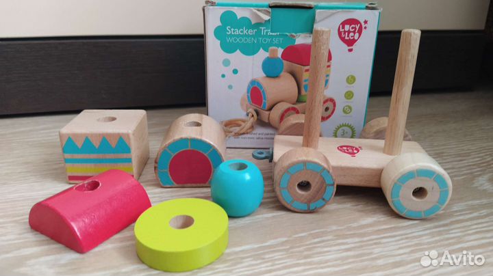 Паровозик сортер деревянный для малышей