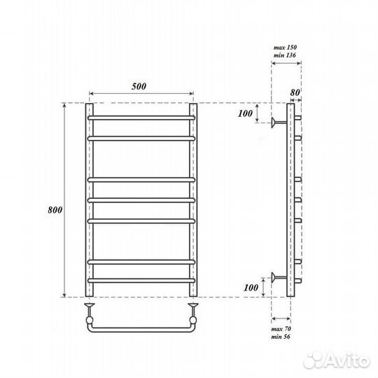 Полотенцесушитель водяной Point PN09158 П7 500x800