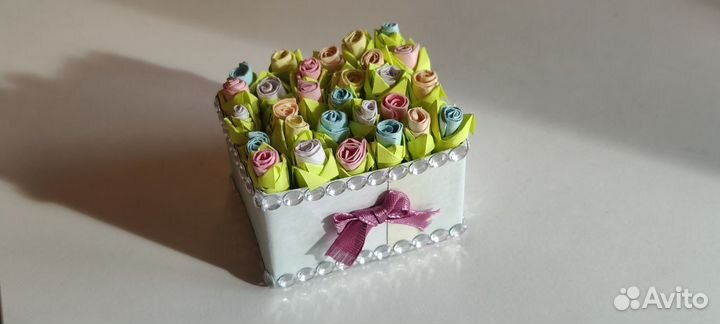 Сувенир Корзиночка с цветами.Ручная работа