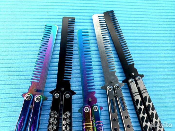 Нож бабочка расческа для трюков,флиппинга 5 цветов
