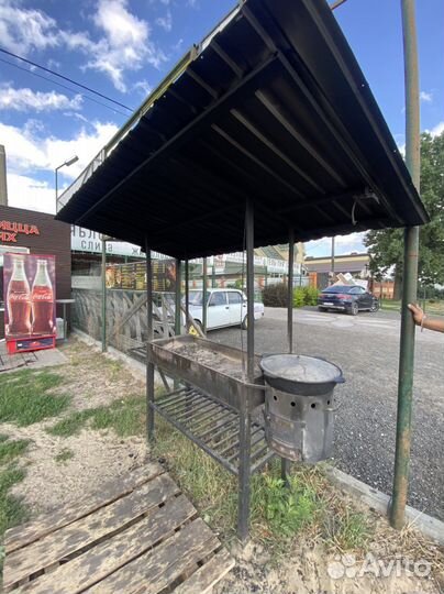 Мангал с печью под казан и крышей разборный