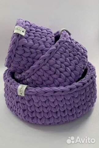 Вязаные корзинки ручной работы