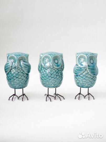 Керамические совы статуэтки Сова набор 3 шт