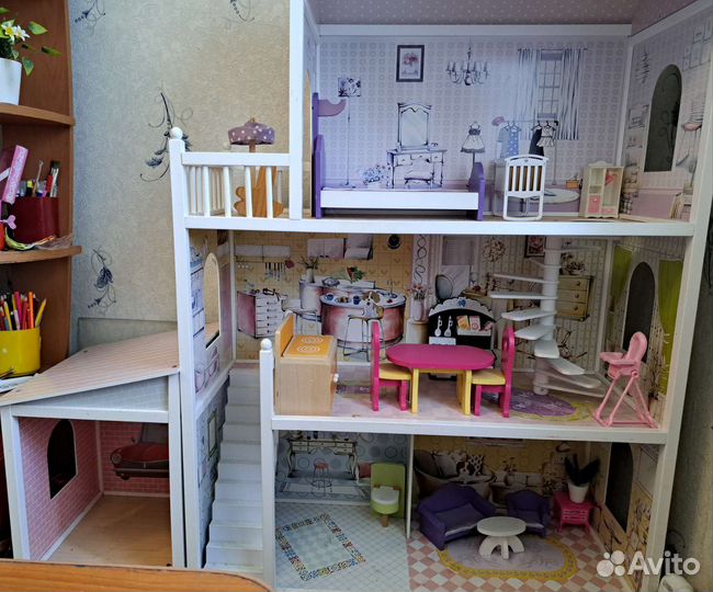 Кукольный домик для барби с мебелью