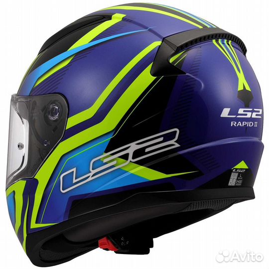 LS2 FF353 rapid 2 flitz Full Face Motorcycle Мотошлем Yellow Fluo Blue