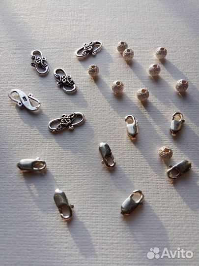 Замочки и бусины серебро поштучно