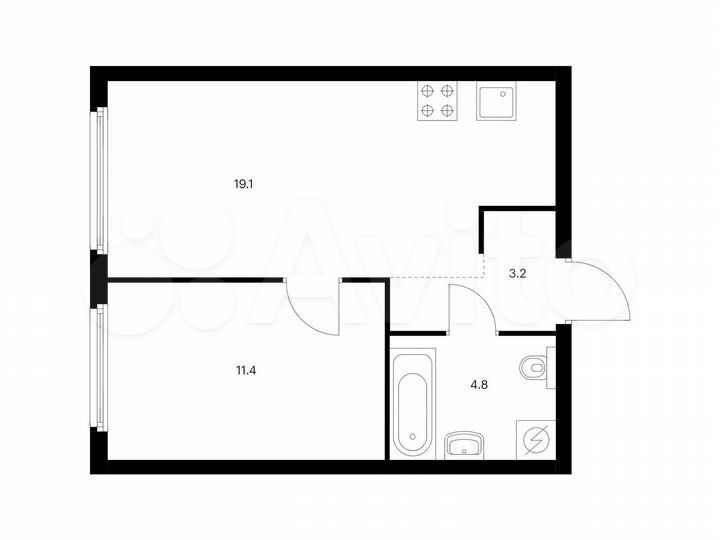 1-к. квартира, 38,5 м², 18/32 эт.