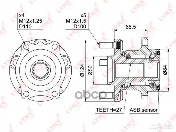 Ступица колеса зад прав/лев WH1153 lynxauto