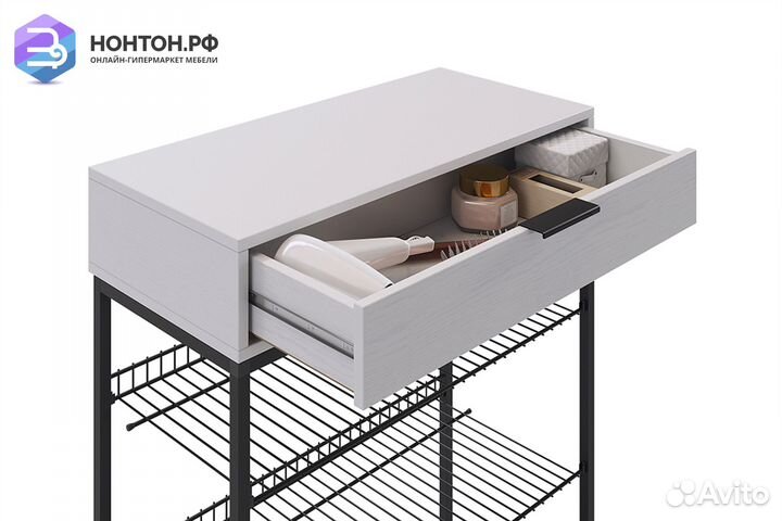 Обувница Краш черный муар / белое дерево