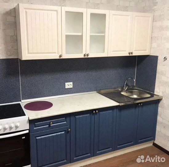 Вместительная кухня на 2,0 метра Магнолия/Деним