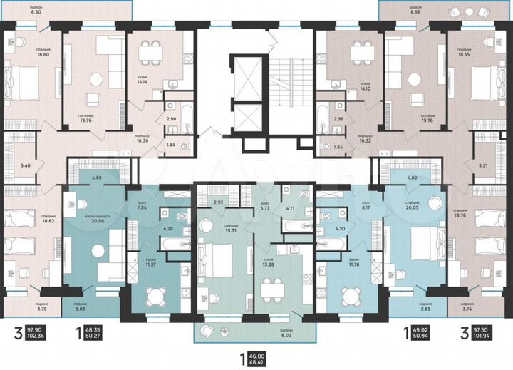 3-к. квартира, 101,9 м², 3/15 эт.