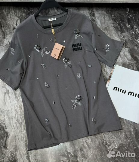 Футболка оверсайз miu miu premium