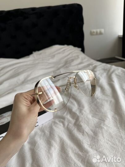 Очки имиджевые прозрачные в золотой оправе